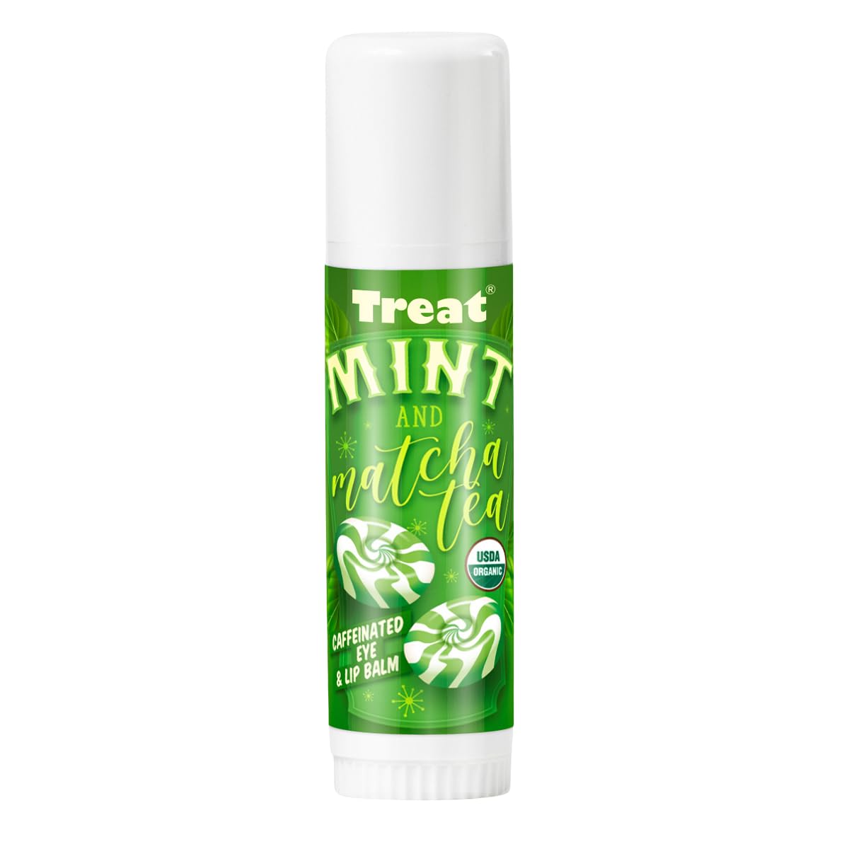 Treat Jumbo Organic Lip Balm Mint packaging closeup for natural hydration.