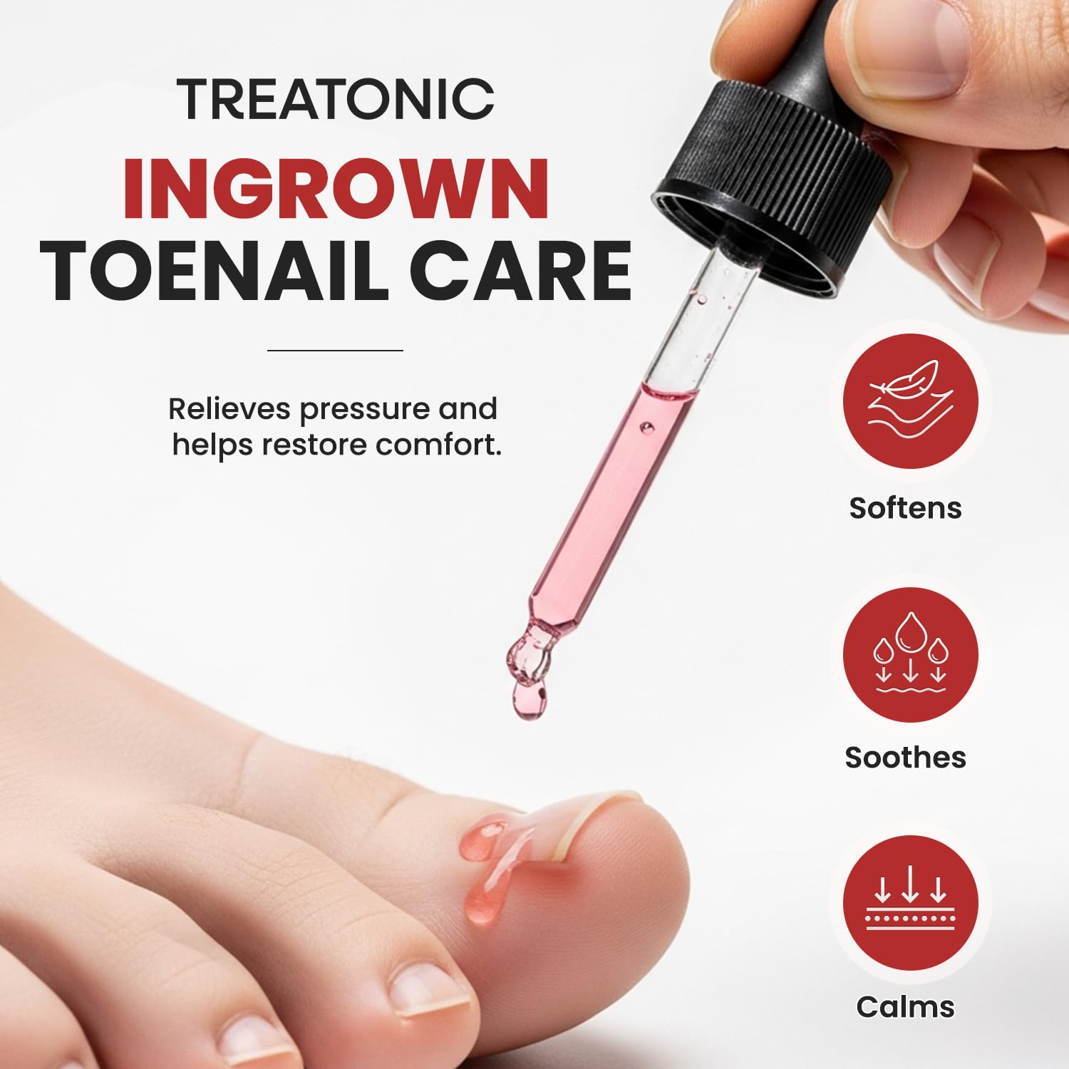 Close-up of softened nails and reduced irritation after using the drops.