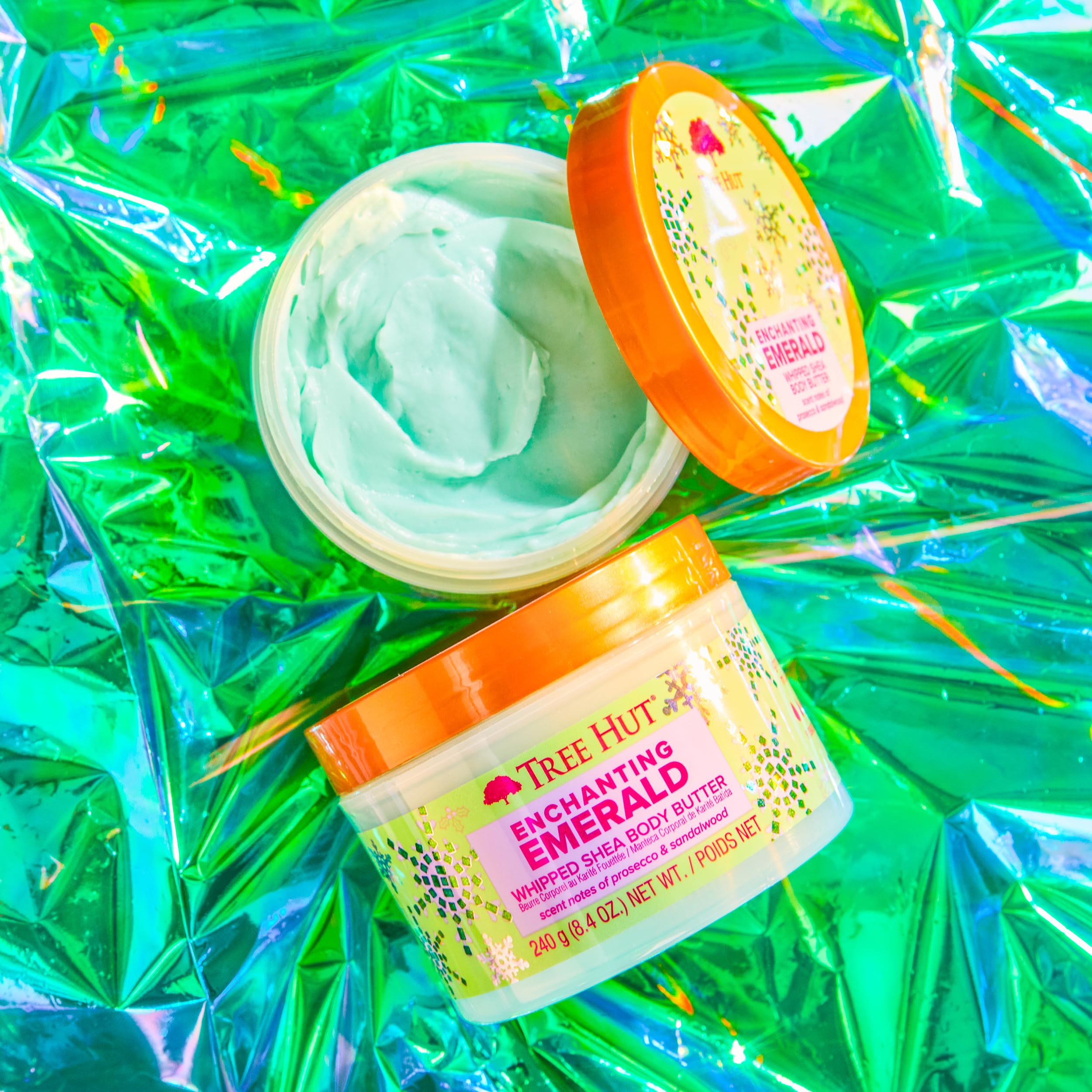 Tree Hut Enchanting Emerald butter applied after bath for soft skin.