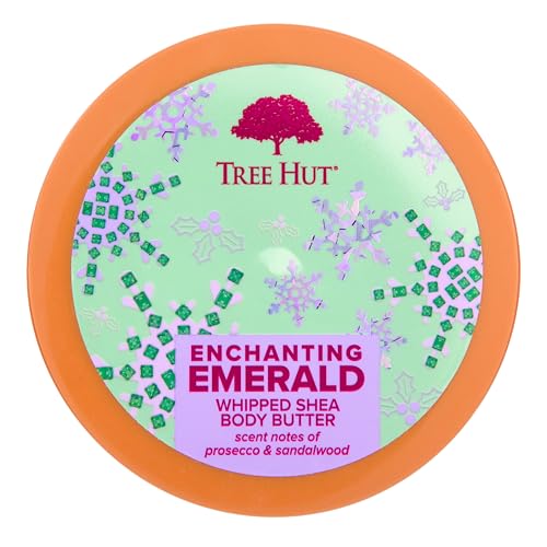 Close-up of Tree Hut Enchanting Emerald jar shows creamy, airy texture.