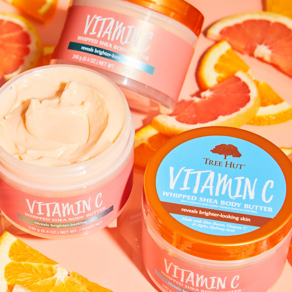 Tree Hut Vitamin C whipped shea butter ingredients list including shea and vitamin C.