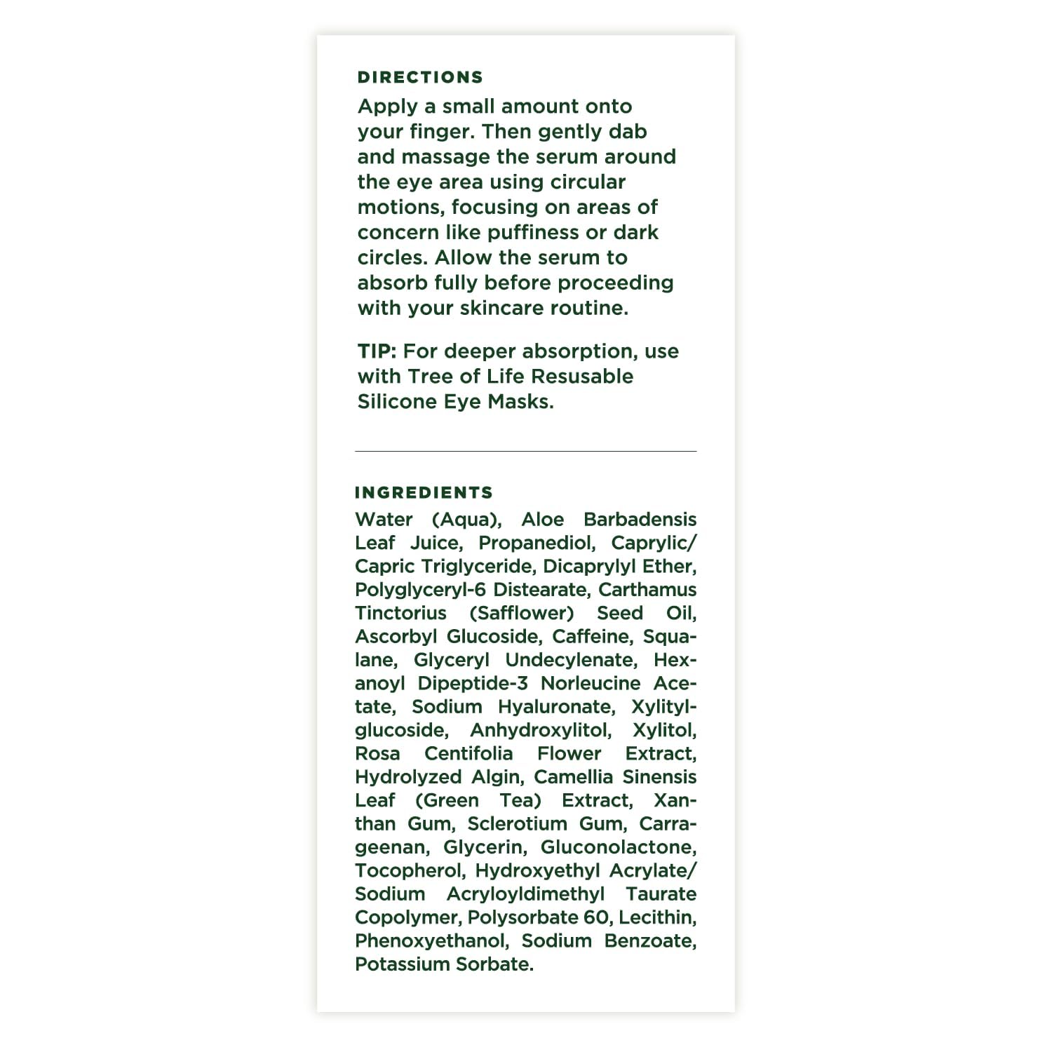 Tree of Life Beauty application routine image showing gentle massage for absorption