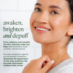 Tree of Life Beauty caffeine eye serum tube demonstrating puffiness reduction and brighter under-eye area