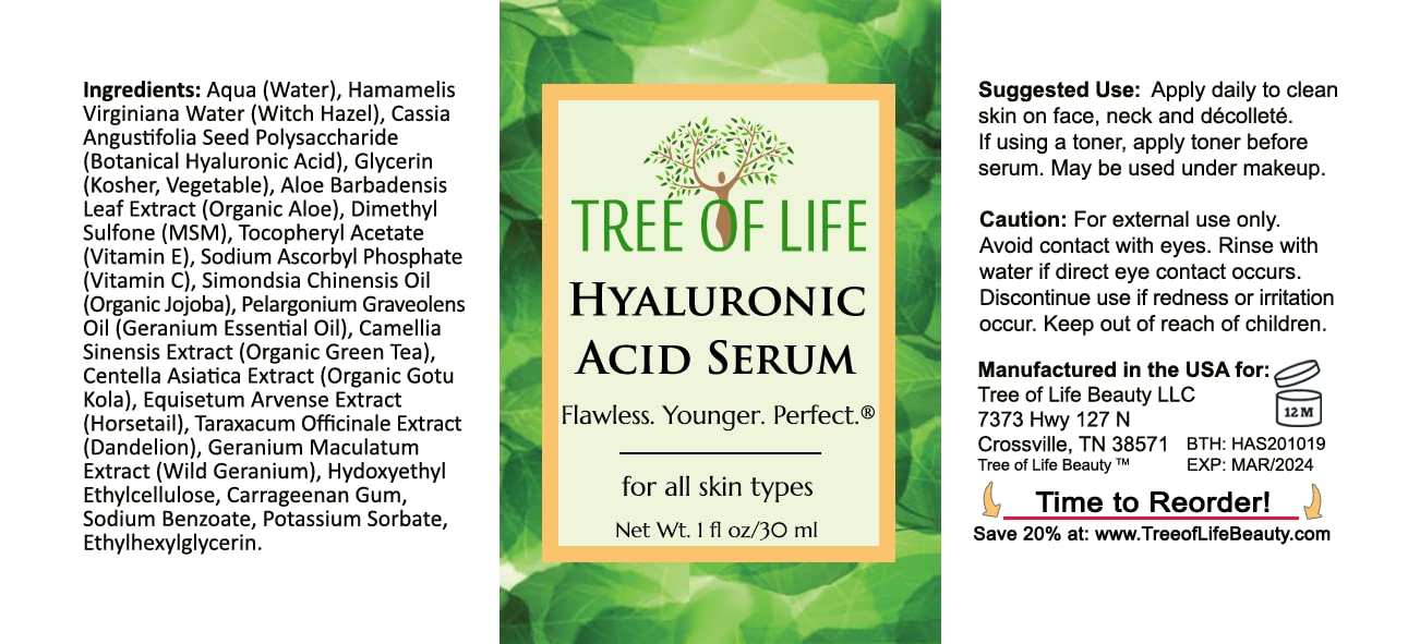 Tree of Life Beauty label shows dermatologist-tested and cruelty-free credentials