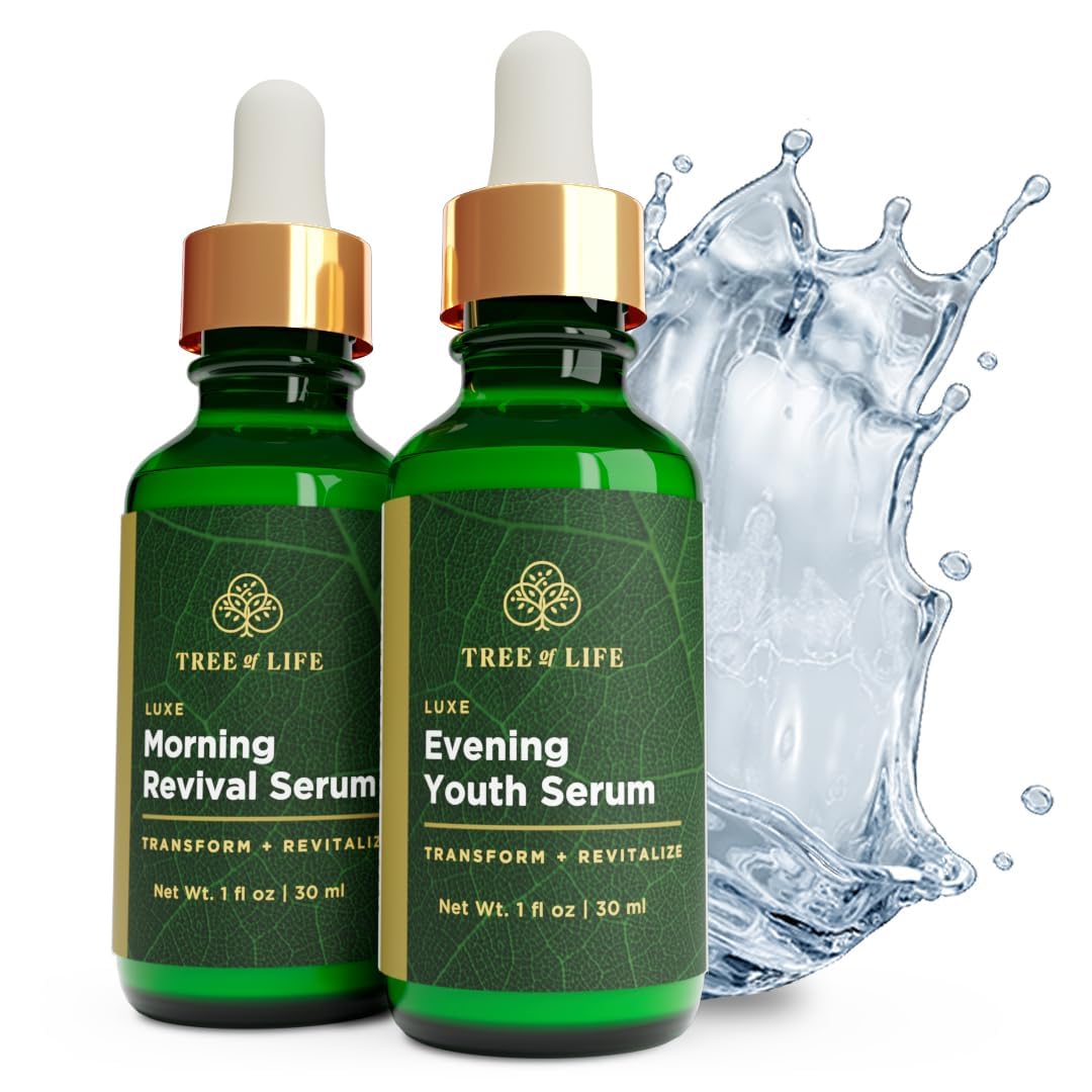 Tree of Life Beauty Morning Revival serum bottle refreshing skin in the morning.