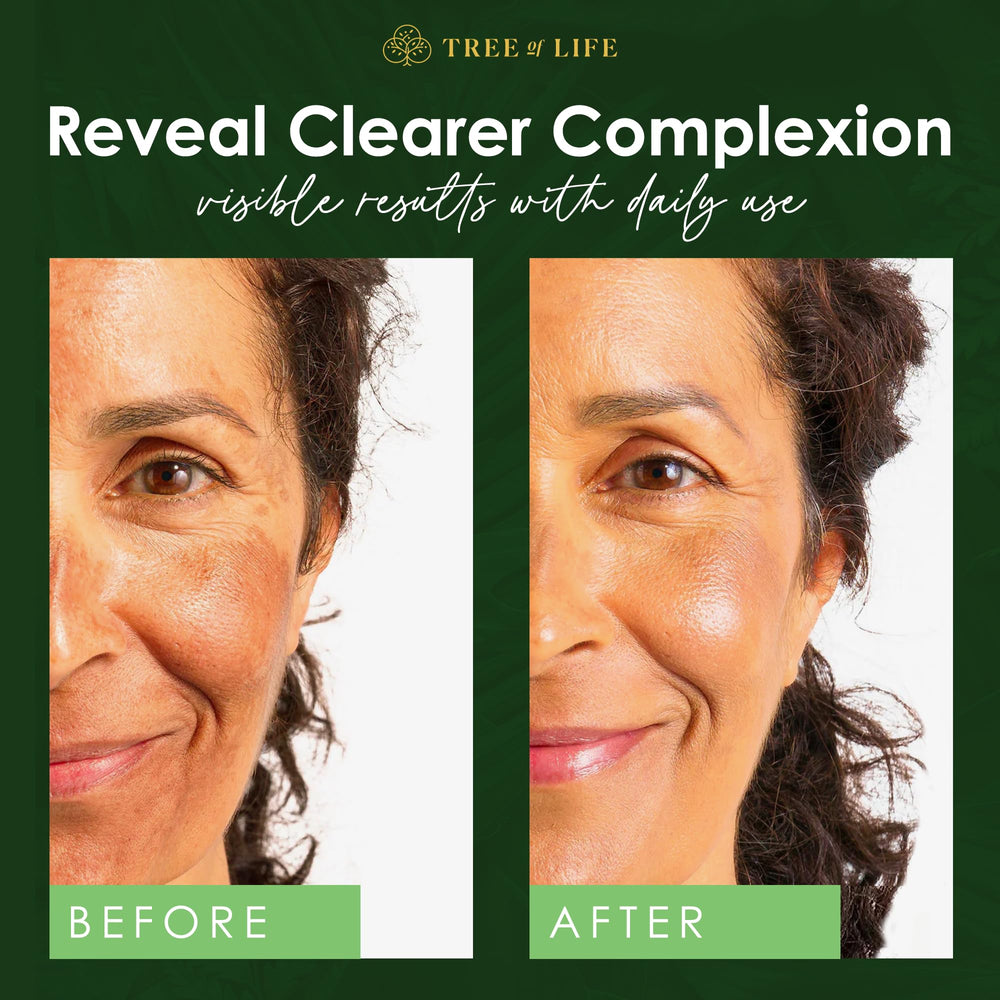 Dermatologist-tested mark and cruelty-free emblem on Tree of Life Beauty packaging