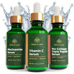 Tree of Life Beauty Vitamin C serum bottle glowing with brightening potential