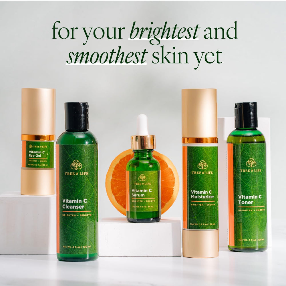 Tree of Life Beauty Vitamin C Serum bottle targets dark spots and even tone.