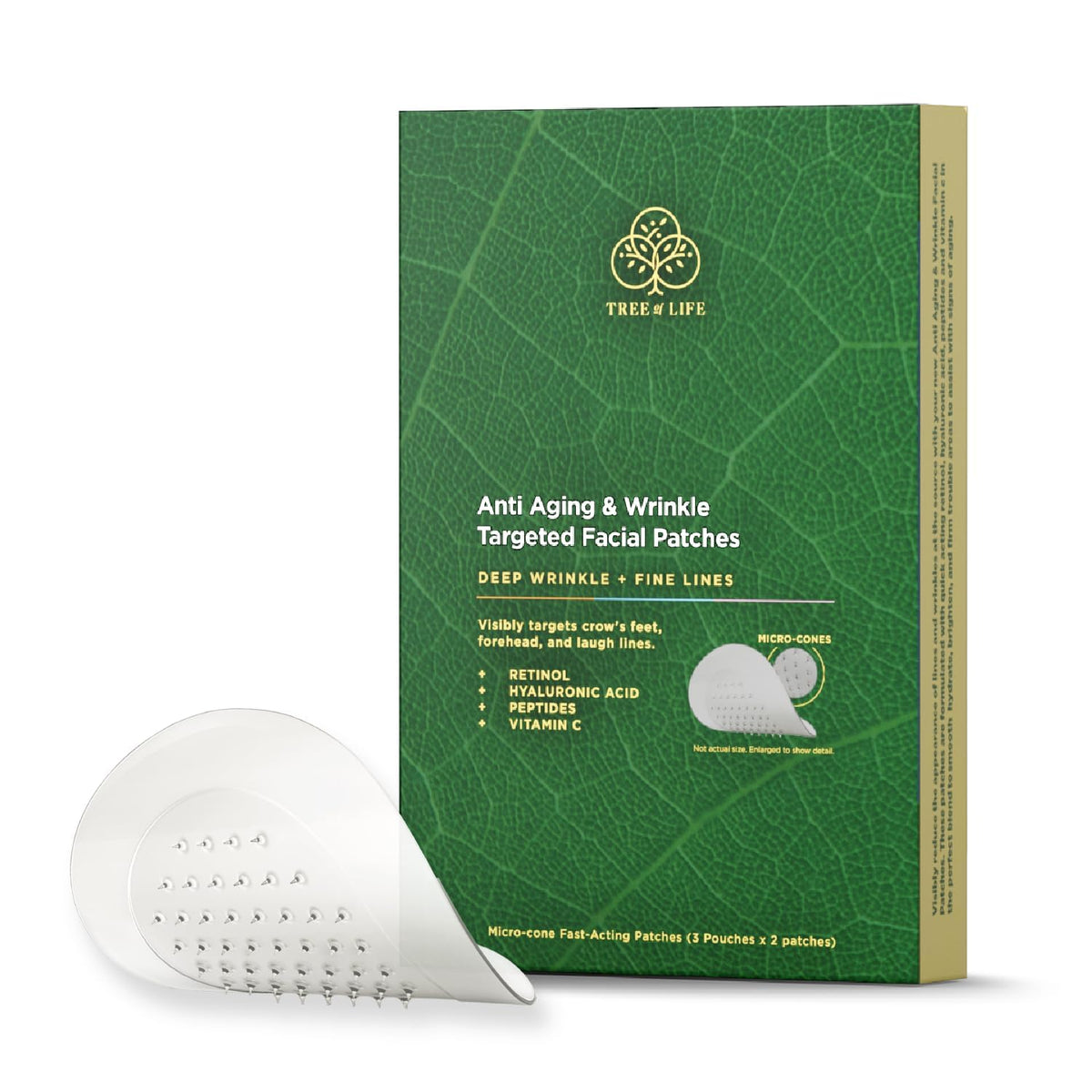 Tree of Life Beauty Deep Wrinkle Patches on forehead closeup showing smoothing potential
