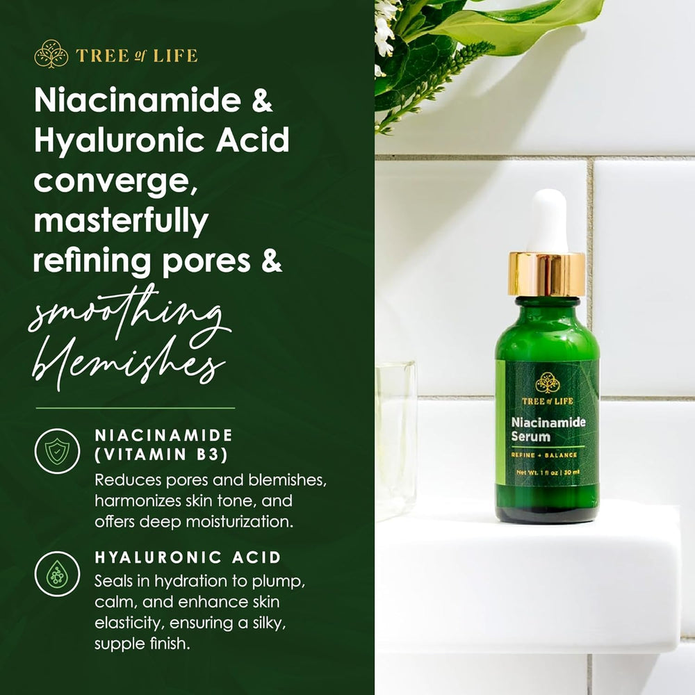 Texture close-up of Tree of Life Niacinamide Serum suggesting lightweight, non-greasy feel.