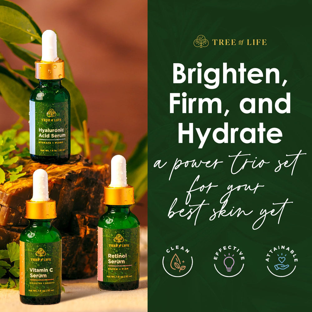 Tree of Life Retinol serum bottle targeting fine lines and texture