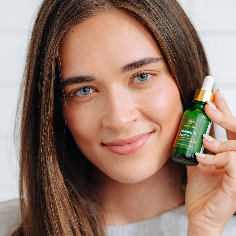 Tree of Life retinol serum bottle targets fine lines and age spots.