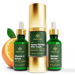 Tree of Life Vitamin C Serum bottle brightens skin for daytime glow.