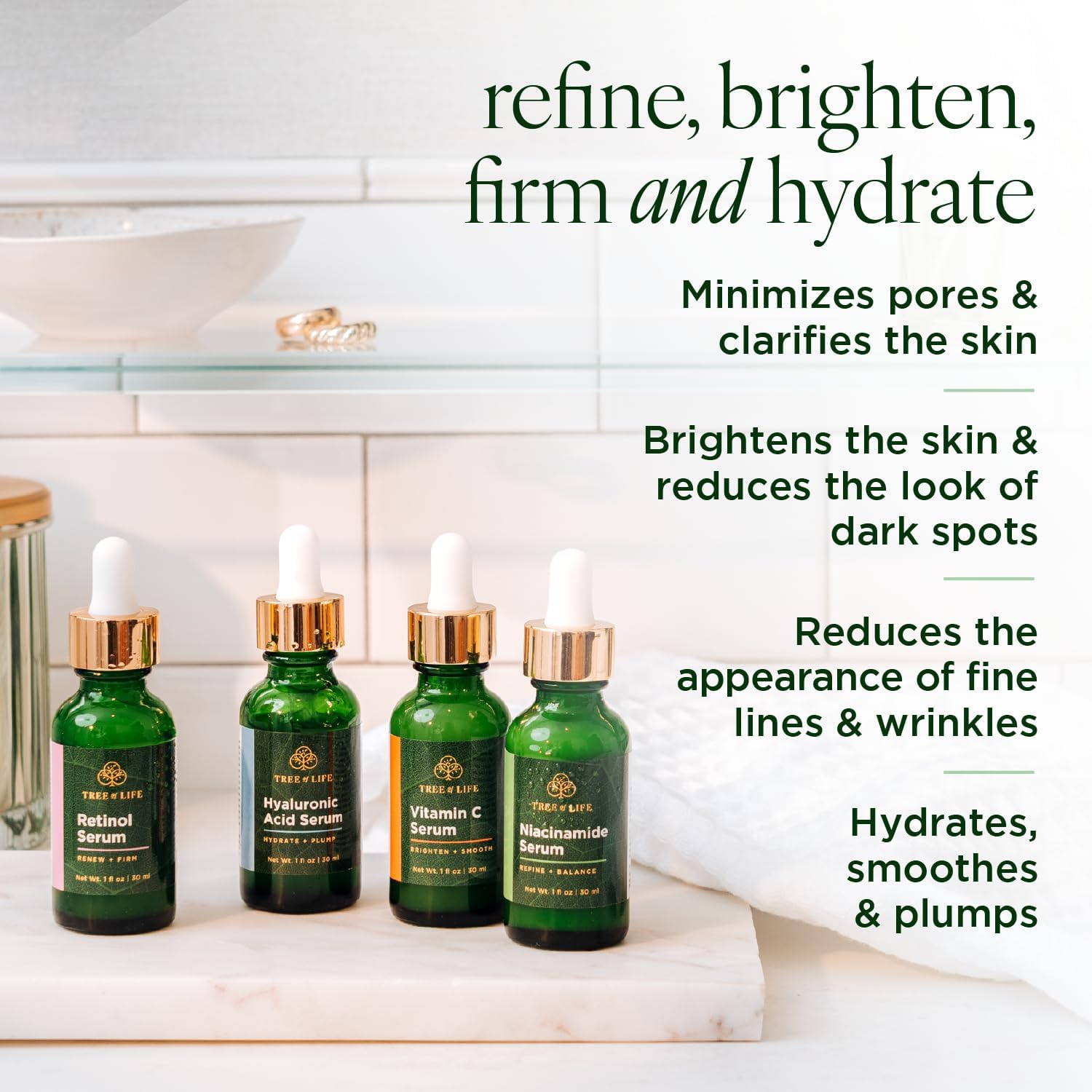 Tree of Life vitamin C serum bottle brightens skin and smooths texture.