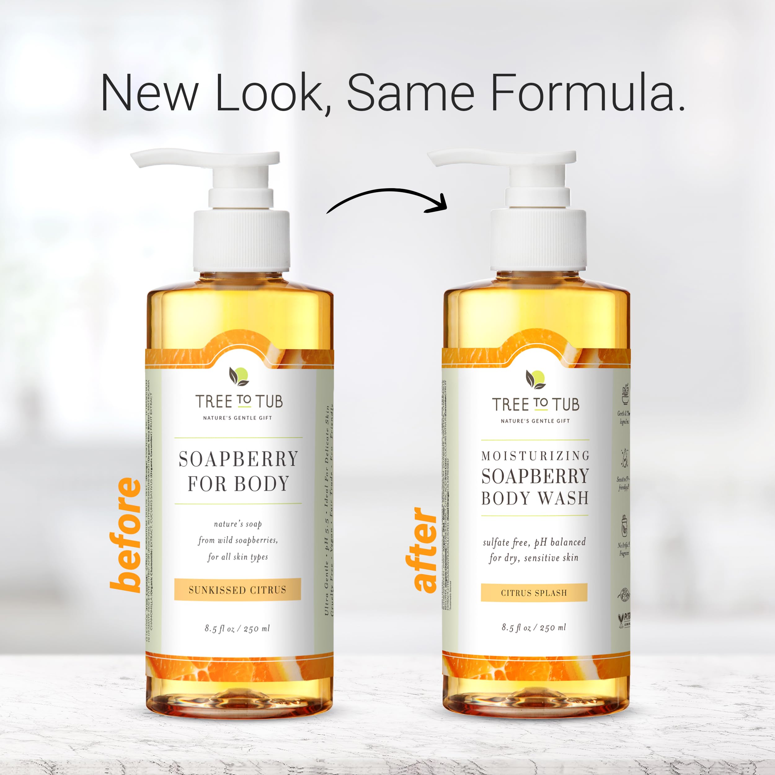 Tree to Tub Citrus Body Wash with shea butter nourishes sensitive skin