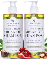 Tree to Tub fragrance-free shampoo bottle shows unscented hydration for sensitive scalps.