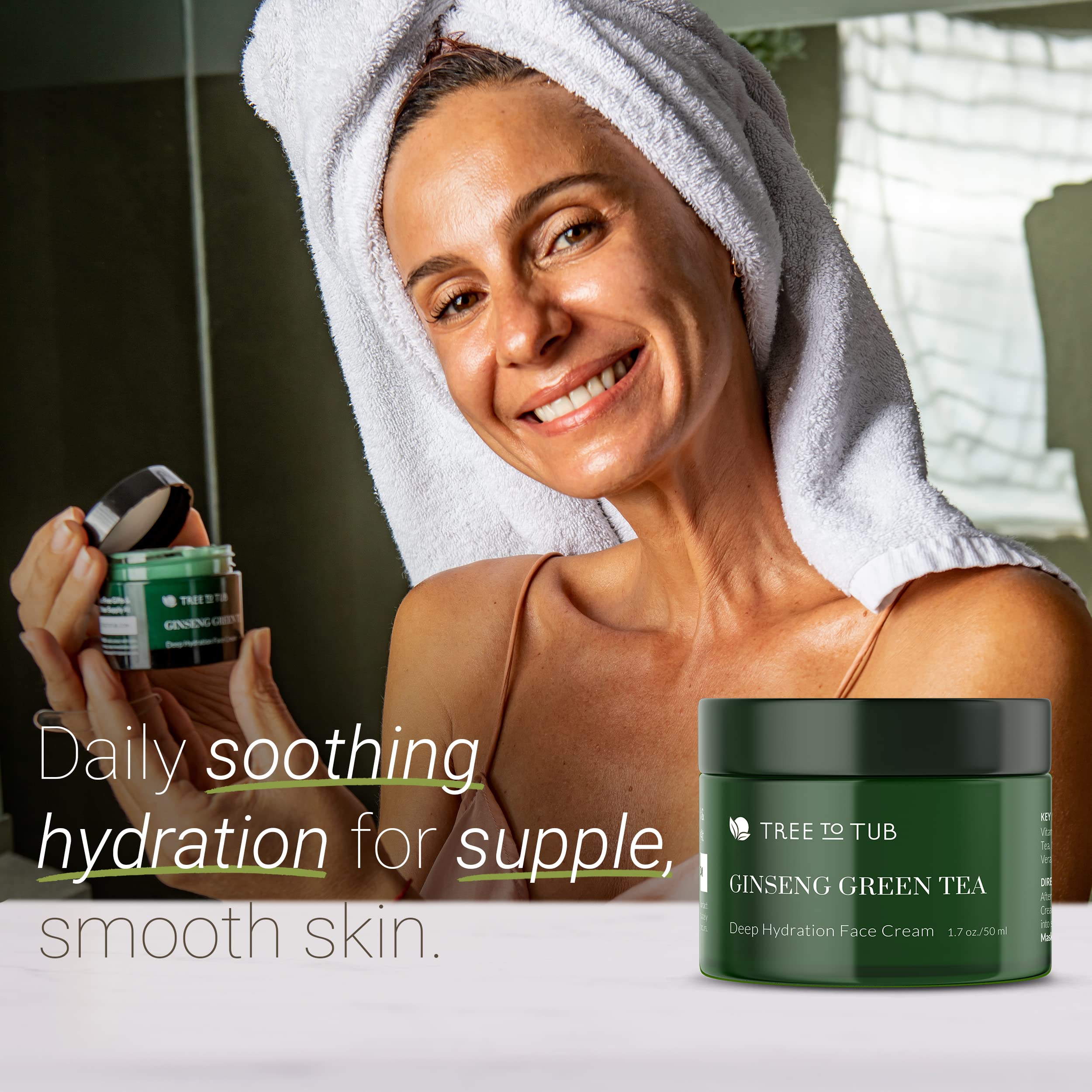 Tree to Tub Hydrating Face Moisturizer texture closeup shows silky, non-greasy finish