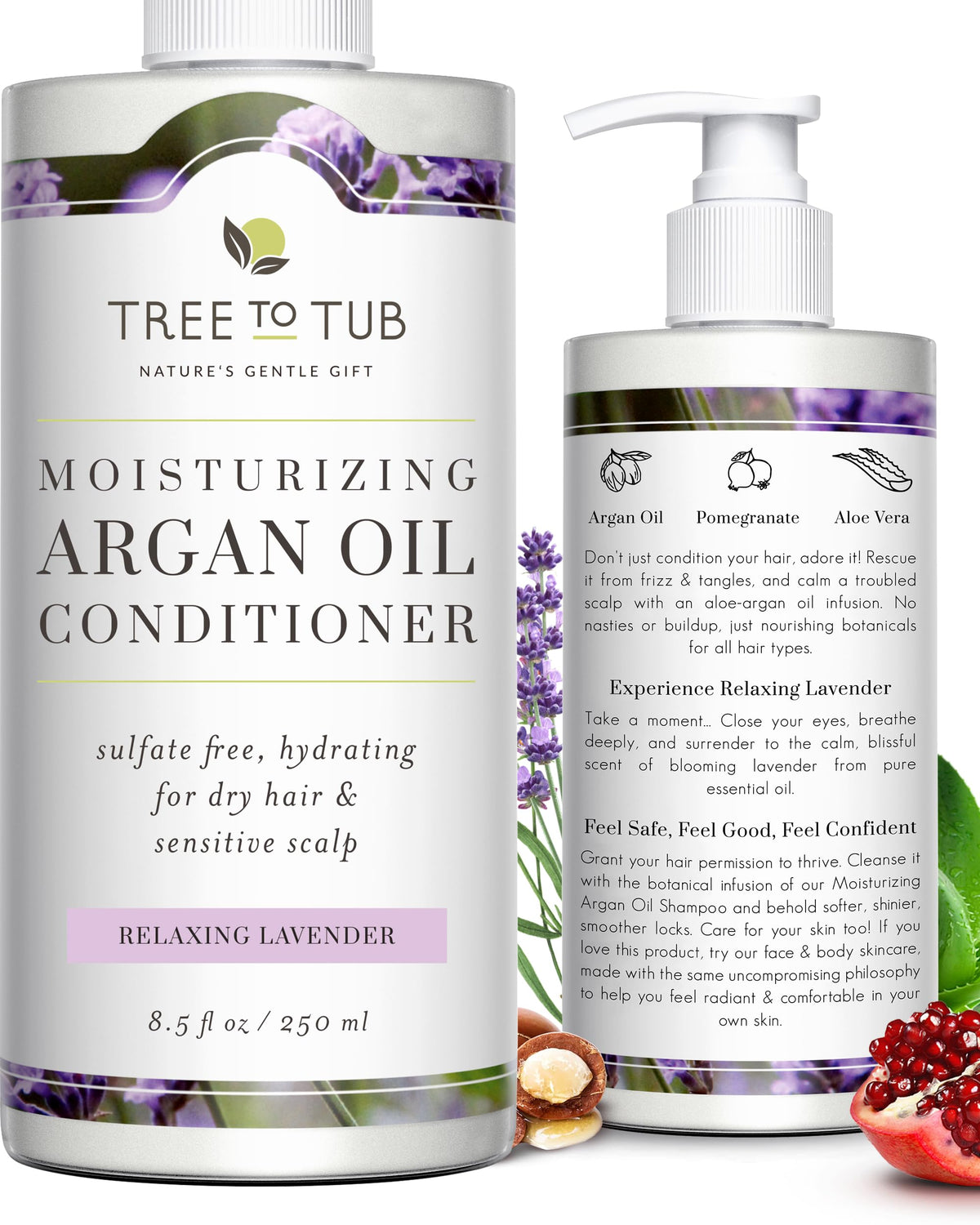 Tree to Tub moisturizing conditioner bottle on shelf provides hydration for dry hair.