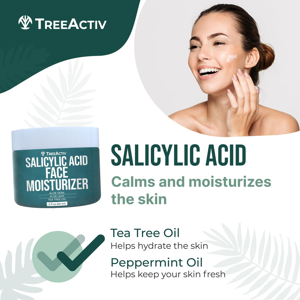 TreeActiv Tea Tree formula jar communicates natural soothing skincare benefits.