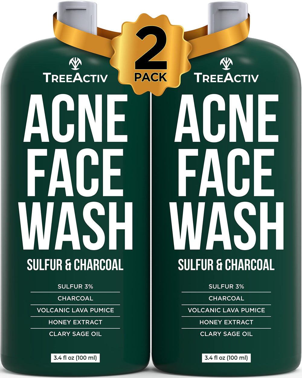 TreeActiv Charcoal Face Wash bottle front for daily cleansing and oil control