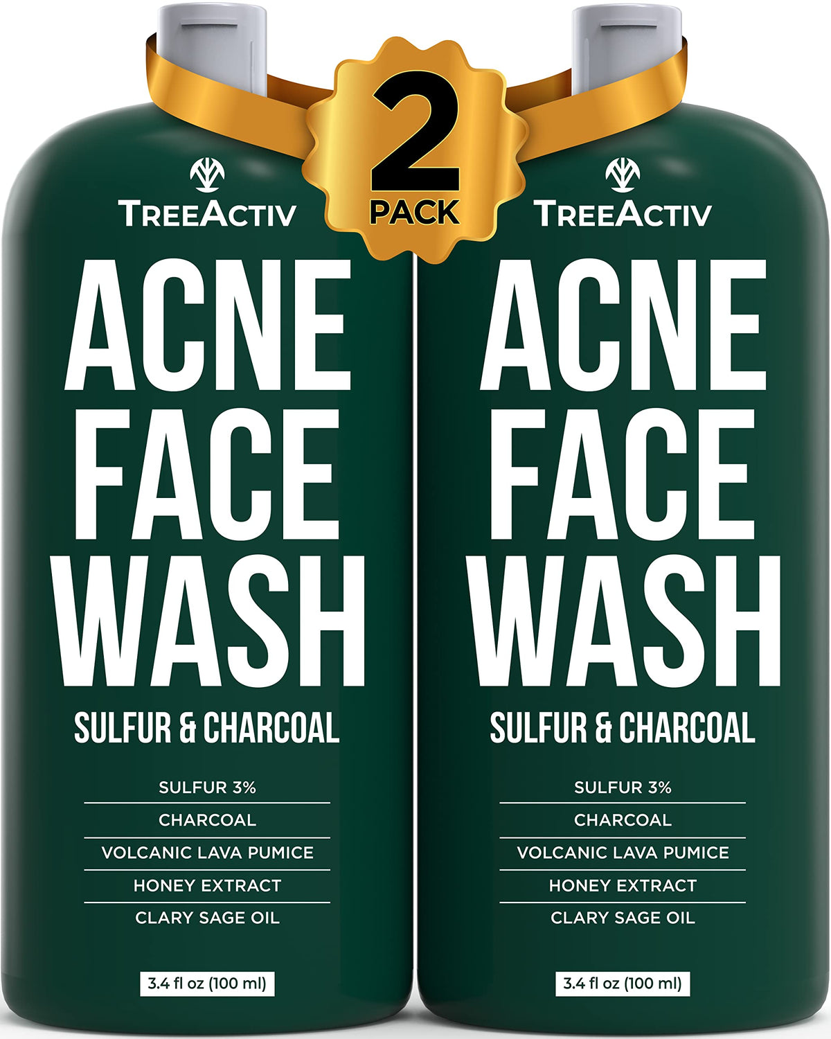 TreeActiv Charcoal Face Wash bottle front for daily cleansing and oil control