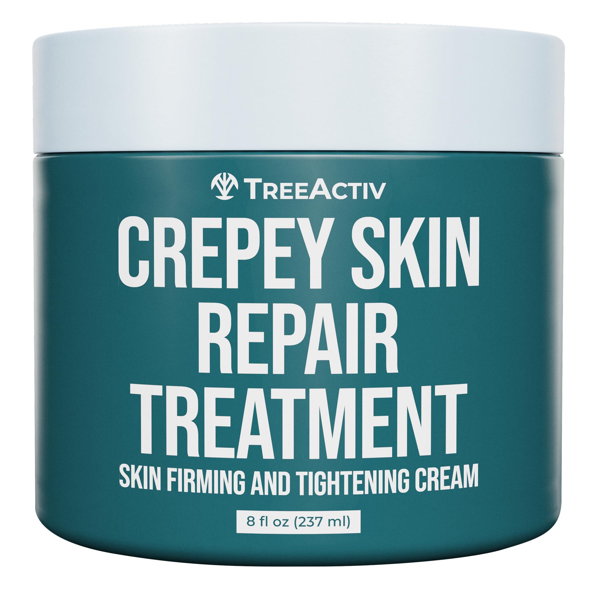 TreeActiv Crepey Skin Repair Cream bottle delivering rich hydration for dry skin