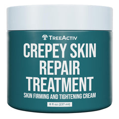 TreeActiv Crepey Skin Repair Cream bottle delivering rich hydration for dry skin