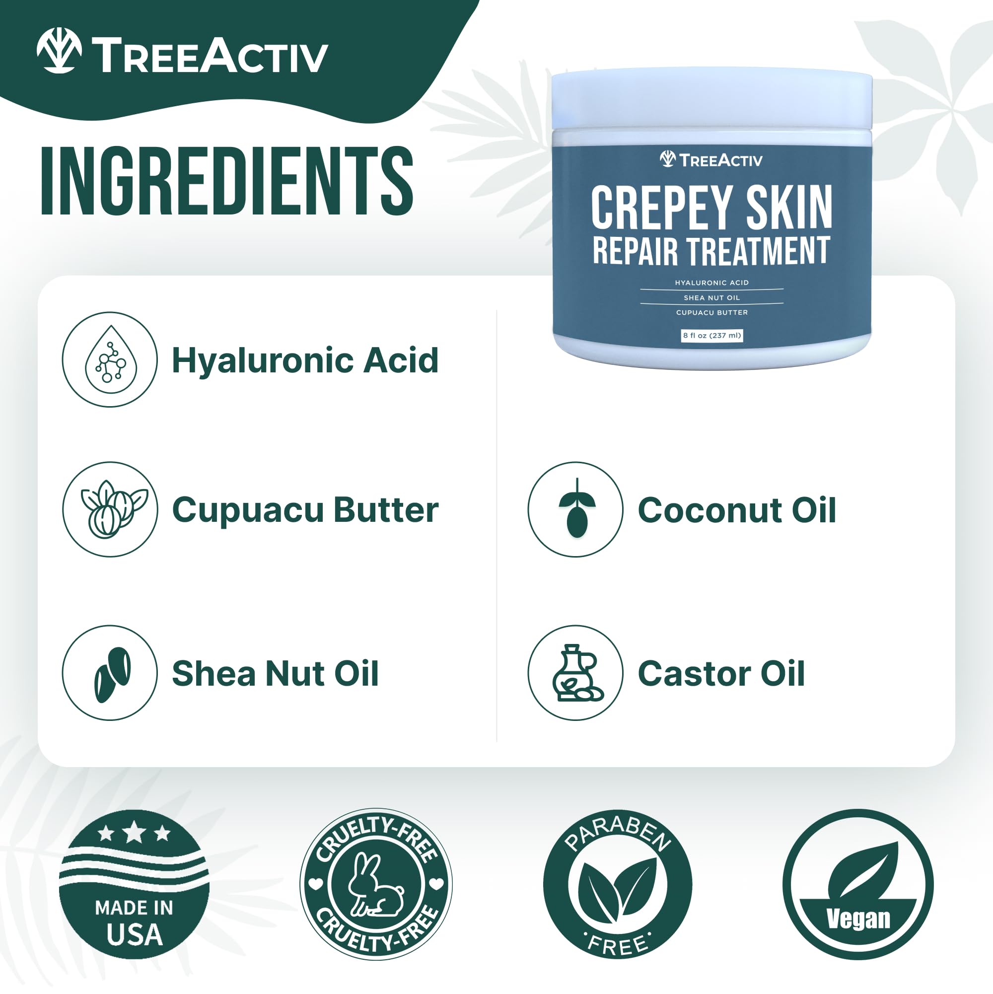 Hyaluronic acid formula supports moisture with TreeActiv Cream.