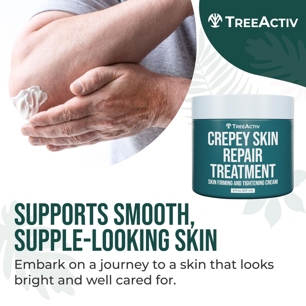 Neck area treated with TreeActiv Crepey Skin Repair Cream for smoother look