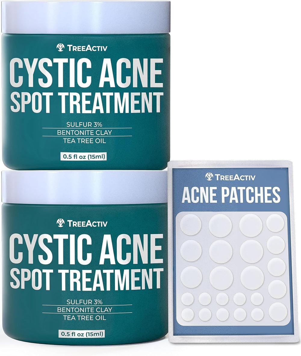 TreeActiv cystic acne spot treatment bottle for overnight care.