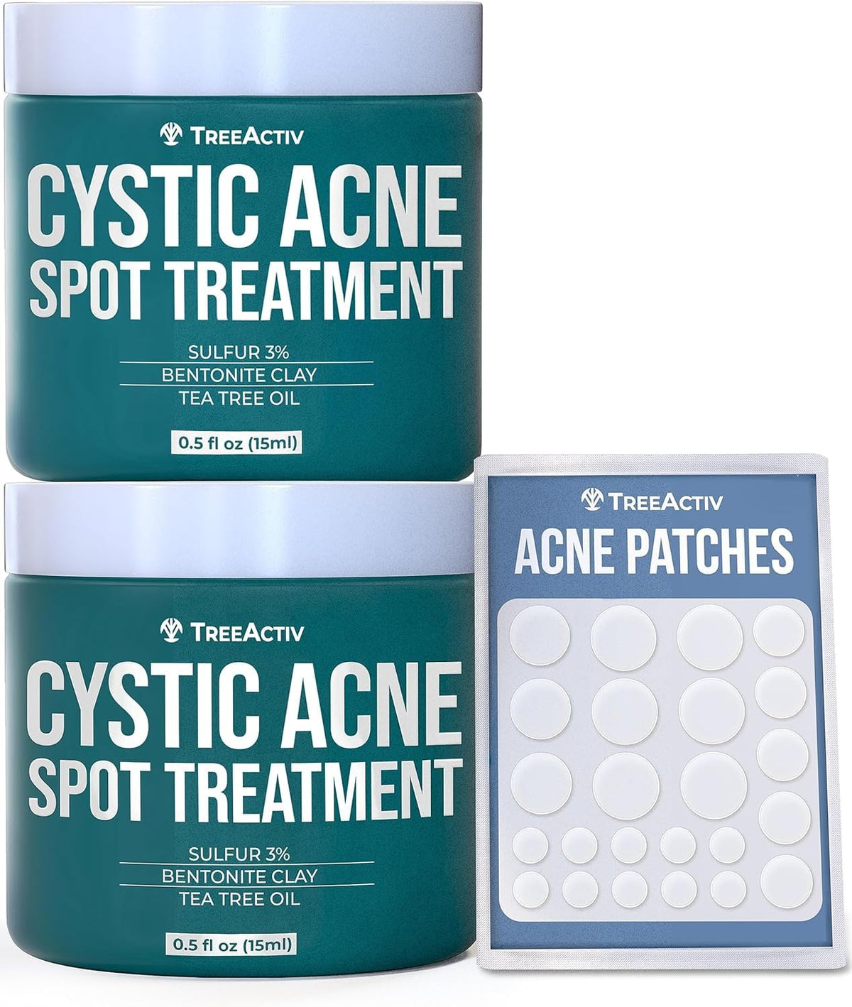 TreeActiv cystic acne spot treatment bottle for overnight care.
