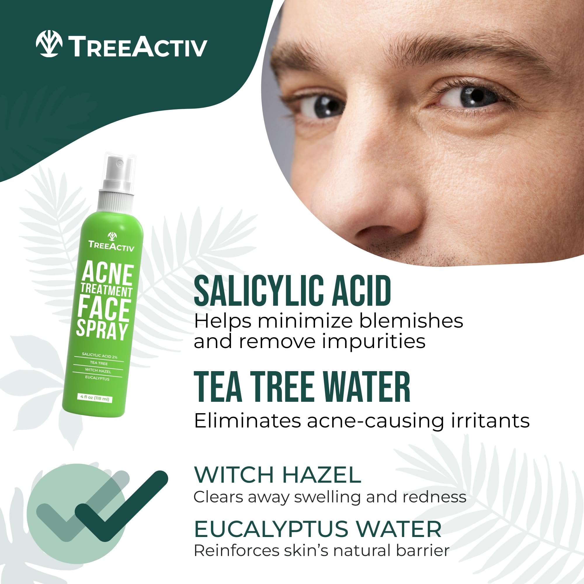 TreeActiv Skin toner application showing spritz technique
