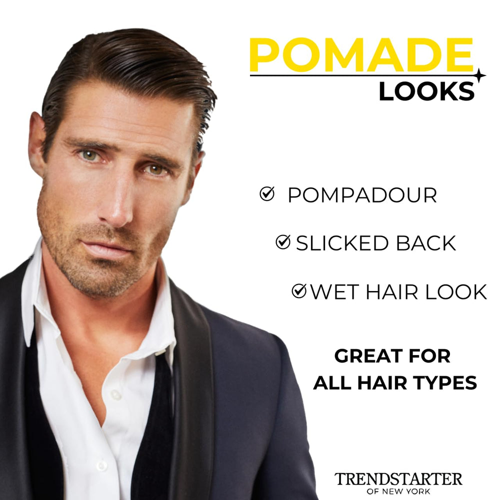 TRENDSTARTER Classic Pomade packs two jars, USA-made, non-crispy formula.