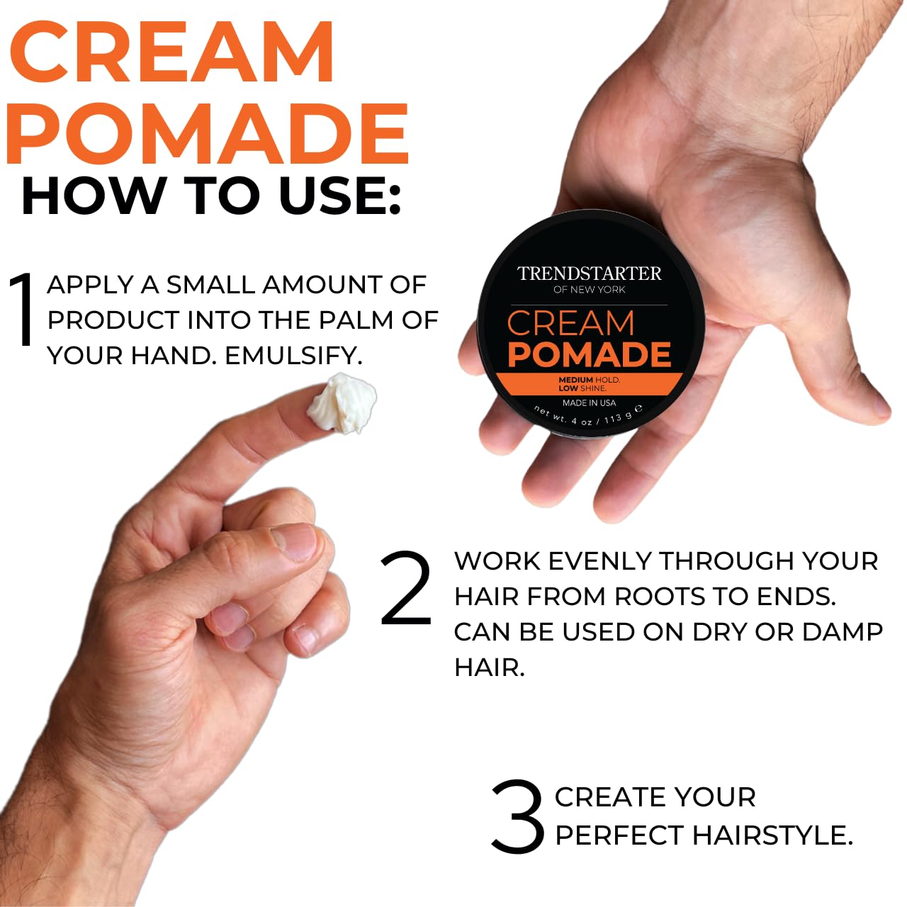 TRENDSTARTER Cream Pomade hair definition during day-to-day texture