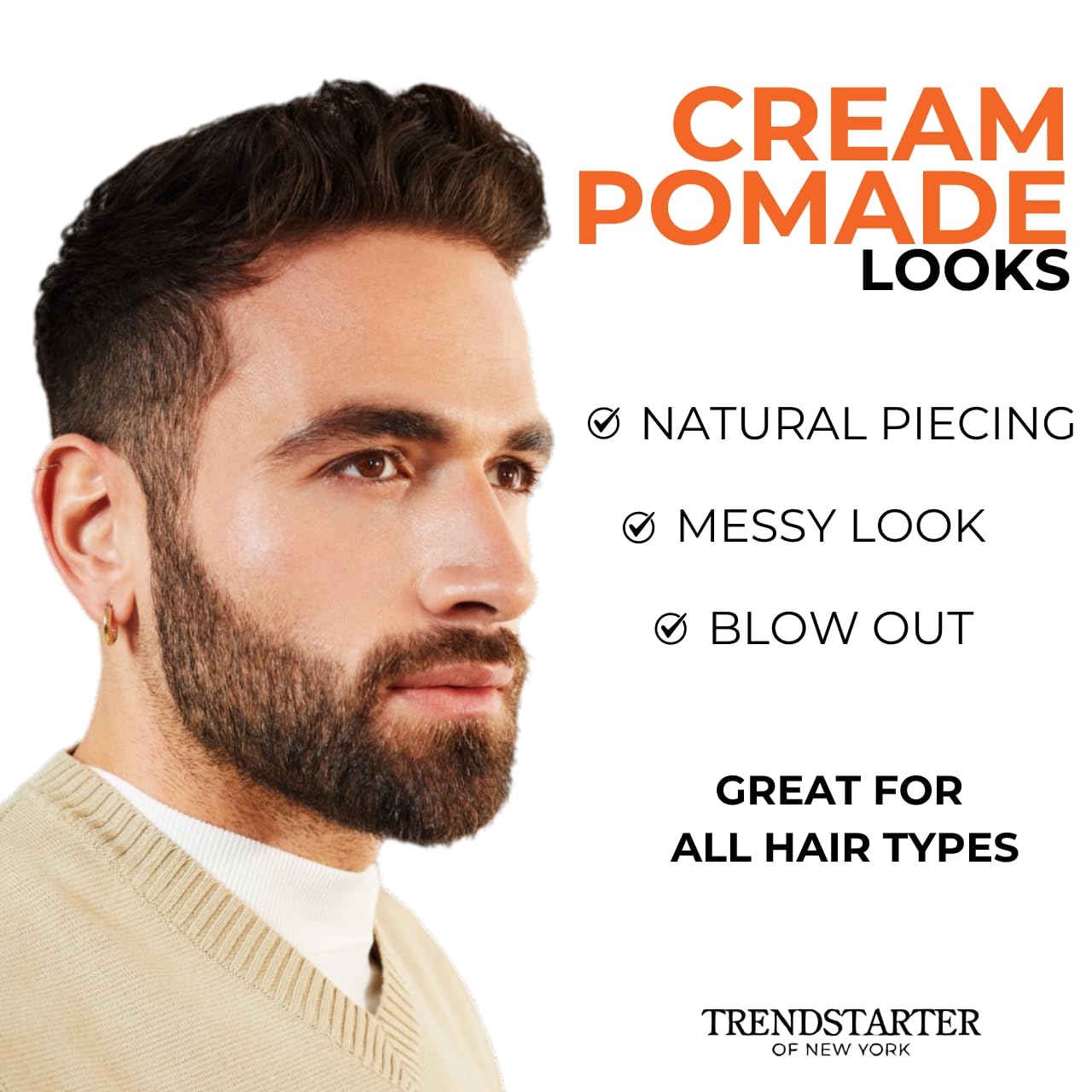 TRENDSTARTER Cream Pomade pack of 2 ready for daily styling routines.