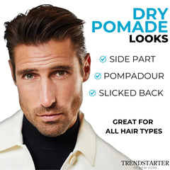 TRENDSTARTER Dry Pomade cap-off closeup shows easy access for styling