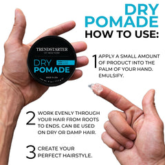 TRENDSTARTER Dry Pomade texture-application shot demonstrates gel-control for shaping