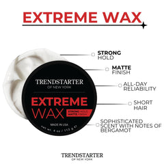 TRENDSTARTER Extreme label-matte-finish highlights premium ingredients for healthy-looking hair.