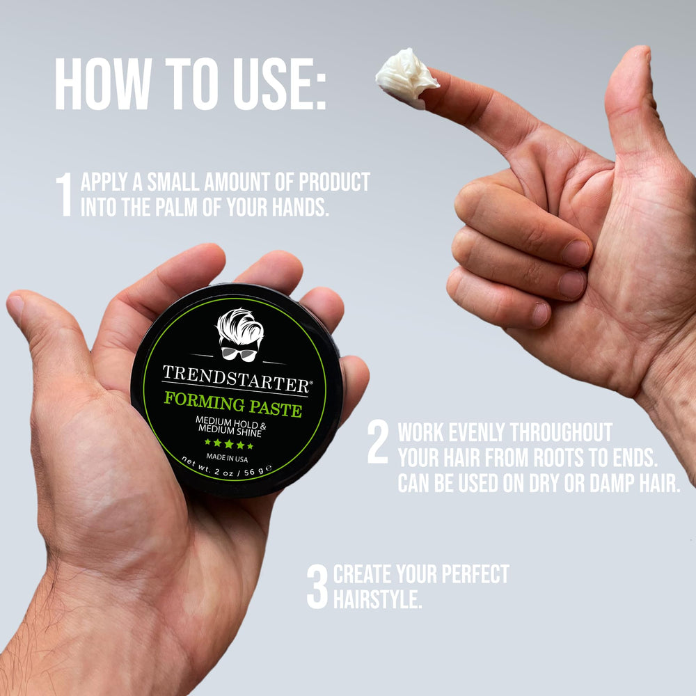 TRENDSTARTER Forming Paste silk proteins nourish hair while styling.