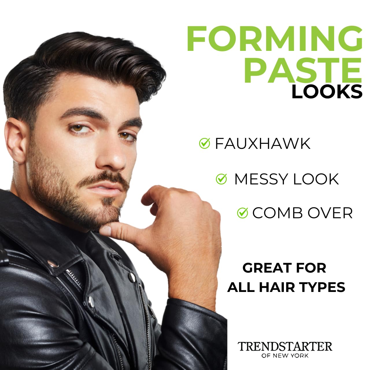 TRENDSTARTER Forming Paste shine finish on styled hair.