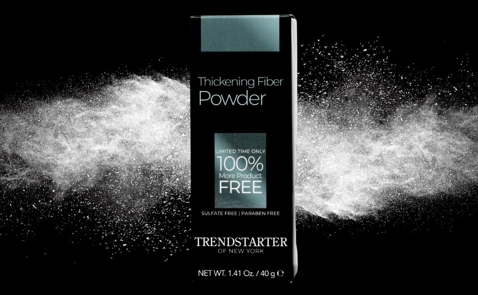 TRENDSTARTER Thickening Fiber Powder in use for quick styling and oil control.