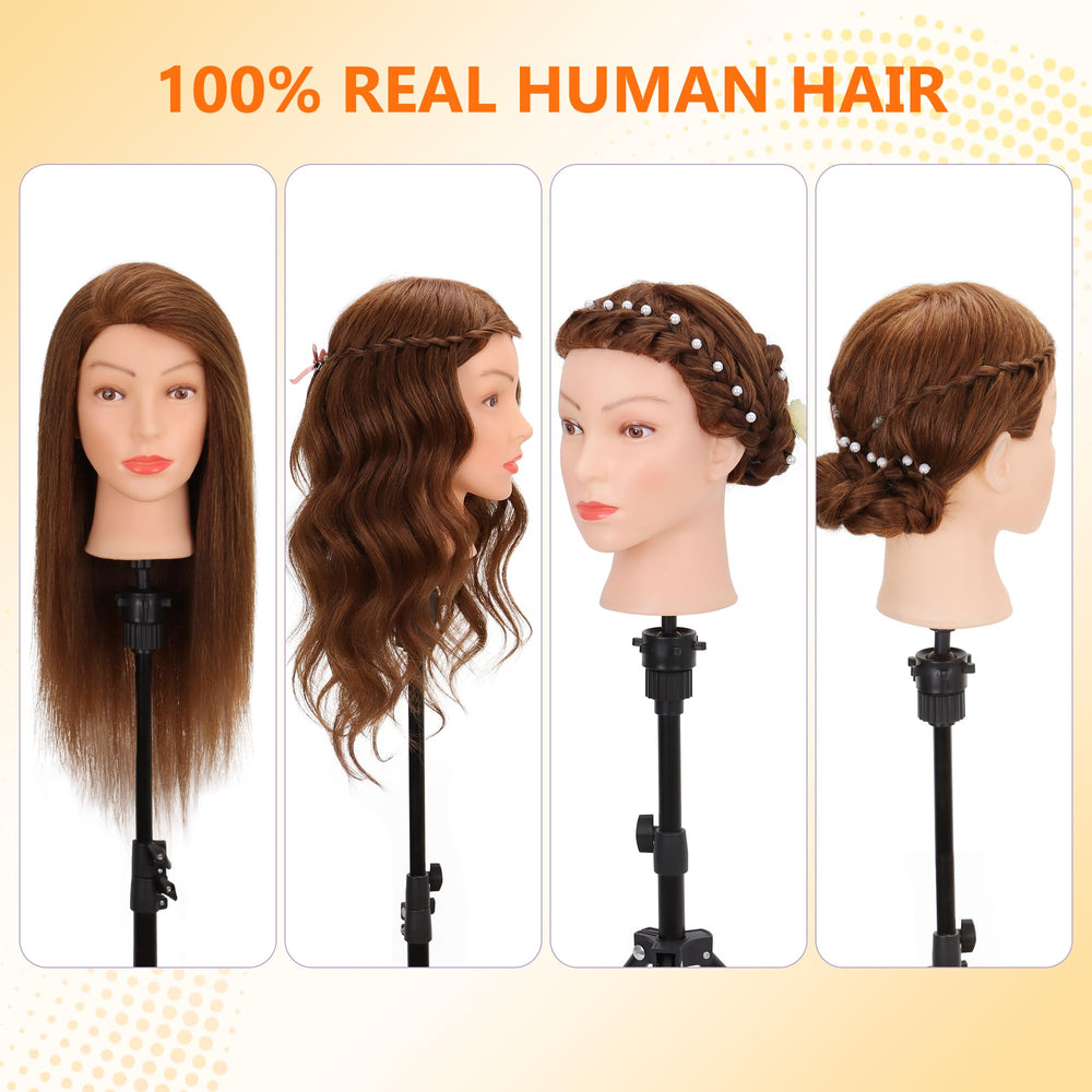 Treosida real-hair head used for cutting and styling demonstrations with authentic feel