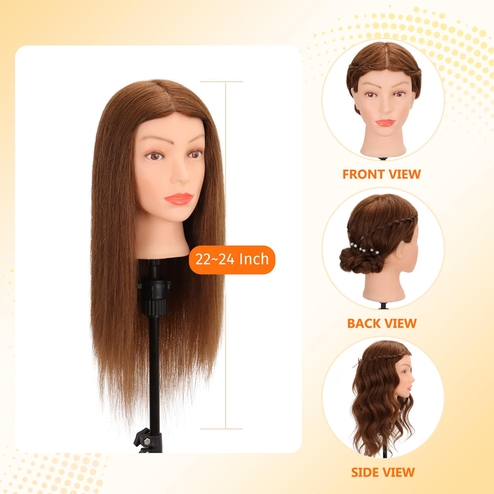 Treosida mannequin head on tripod stand offers stable practice setup.