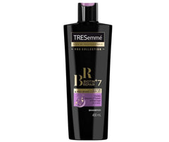 Close-up of the TRESemmé Biotin + Repair 7 label highlighting seven-damage repair.