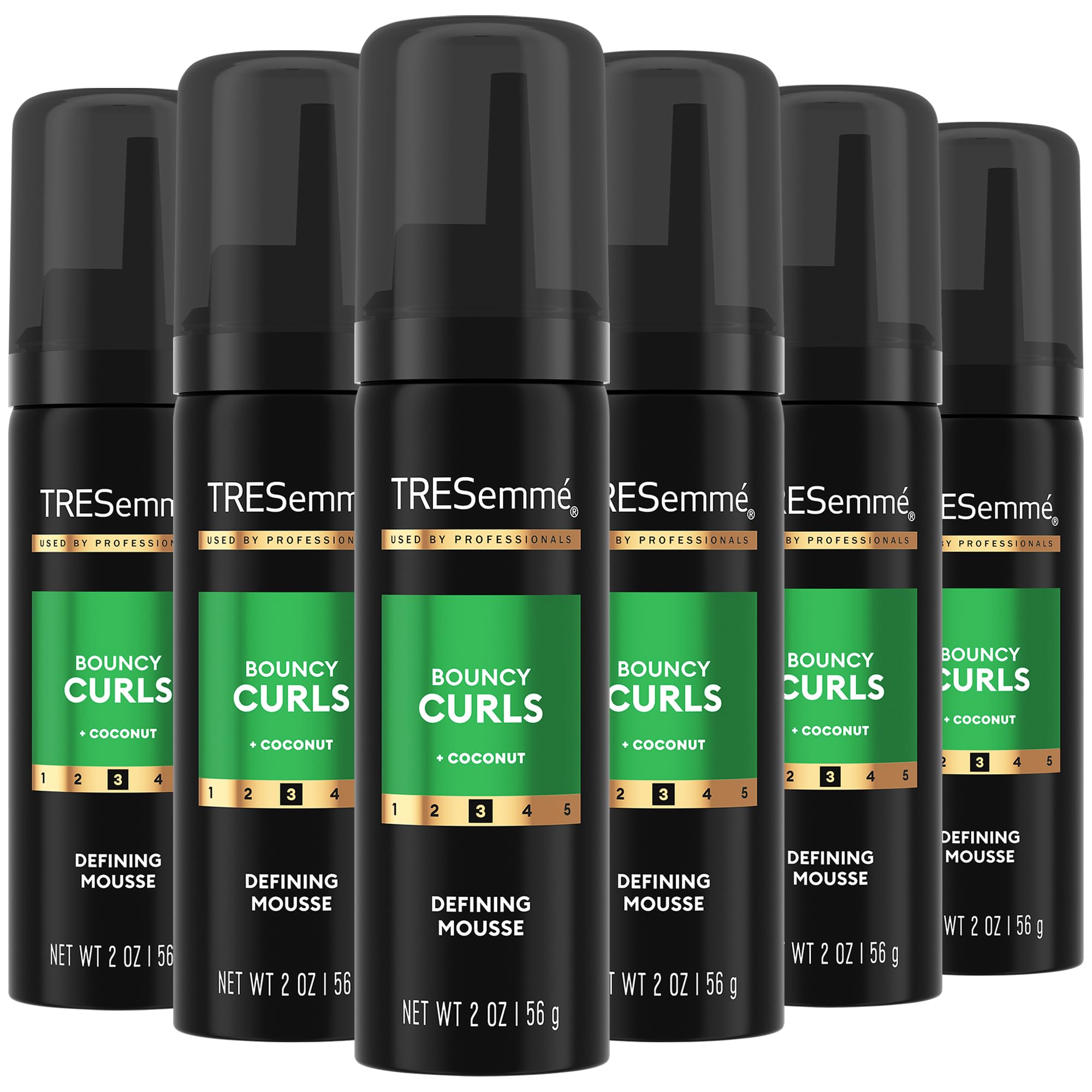 TRESemmé Defining Hair Mousse bottle for bouncy curls and lasting definition.