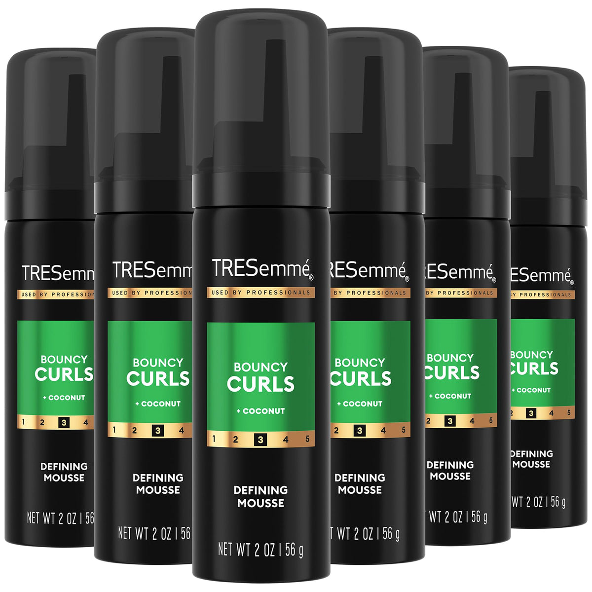 TRESemmé Defining Hair Mousse bottle for bouncy curls and lasting definition.