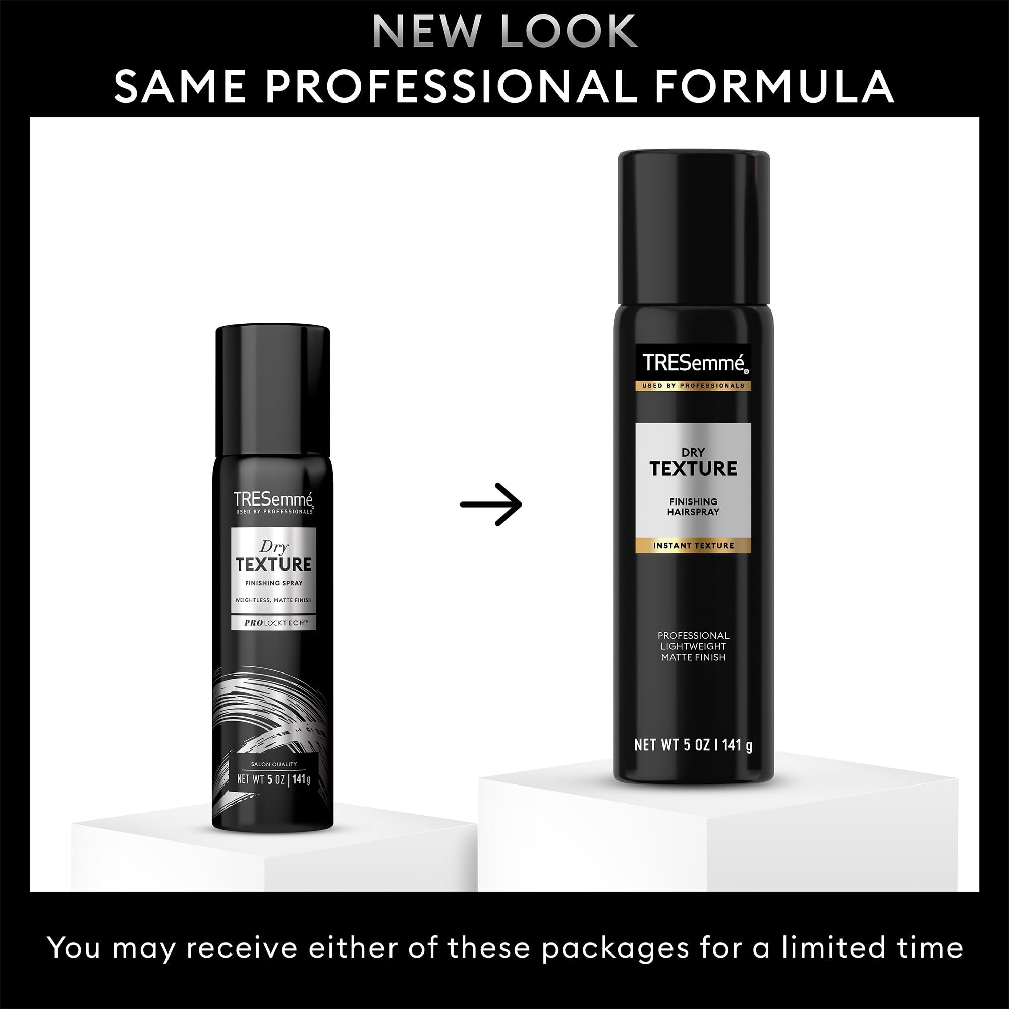 Hands applying TRESemmé Dry Texture Finishing Spray for quick texture without stiffness
