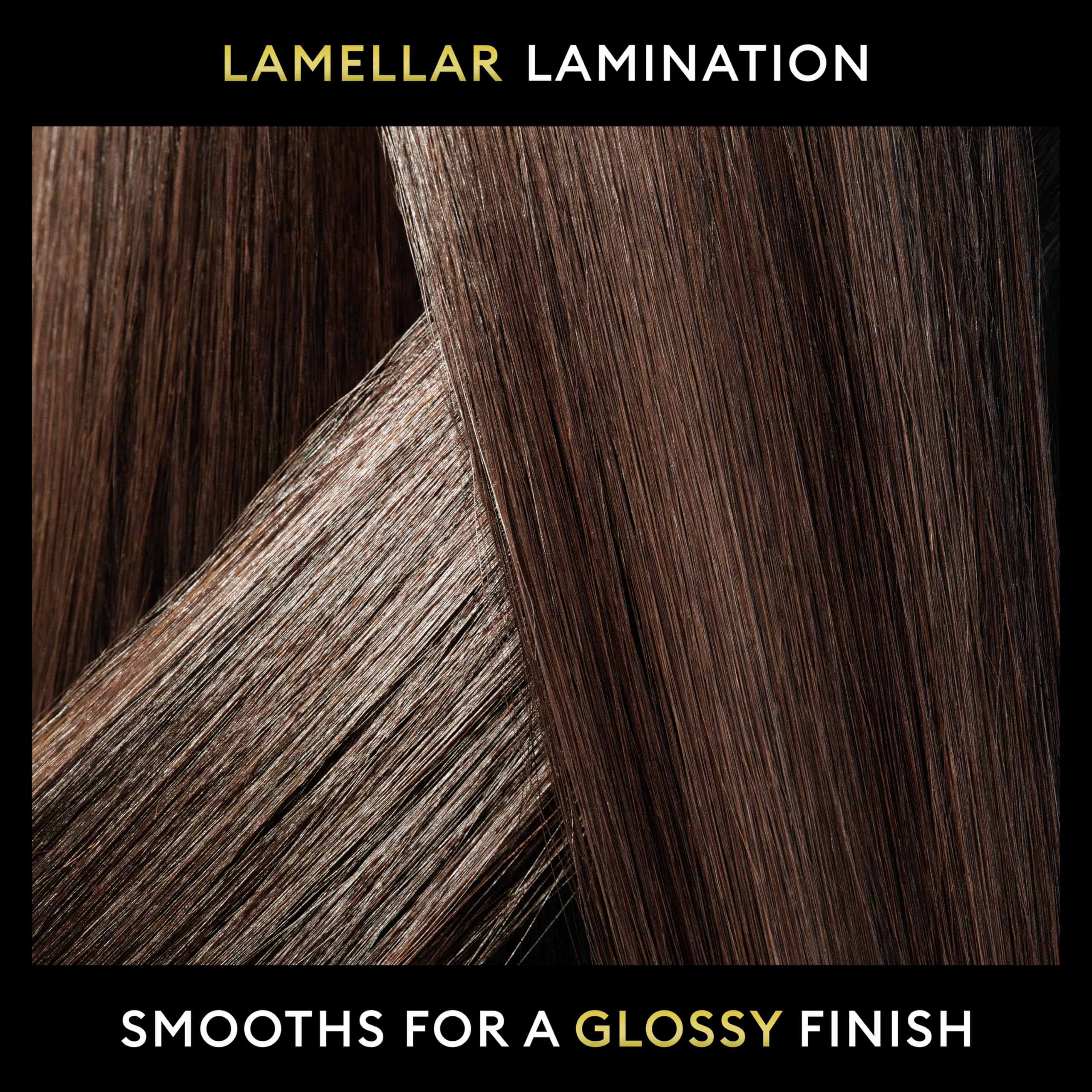 TRESemmé Lamellar Gloss Oil finishing on dry hair provides a light sleek finish.