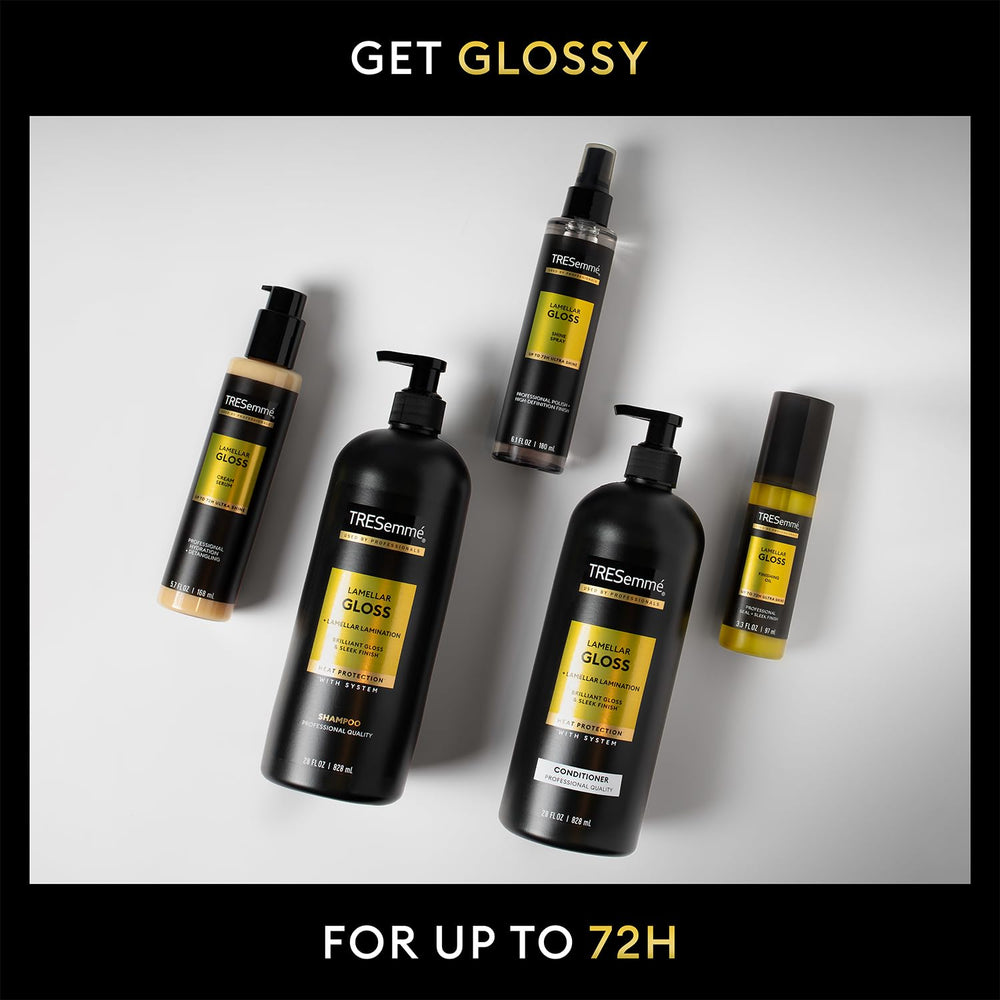 Packaging of TRESemmé Lamellar Gloss with cruelty-free branding.