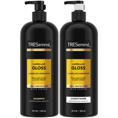 TRESemmé Lamellar Gloss shampoo bottle for ultra-smooth, glossy hair.
